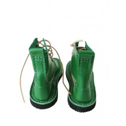 Green leather handmade shoes