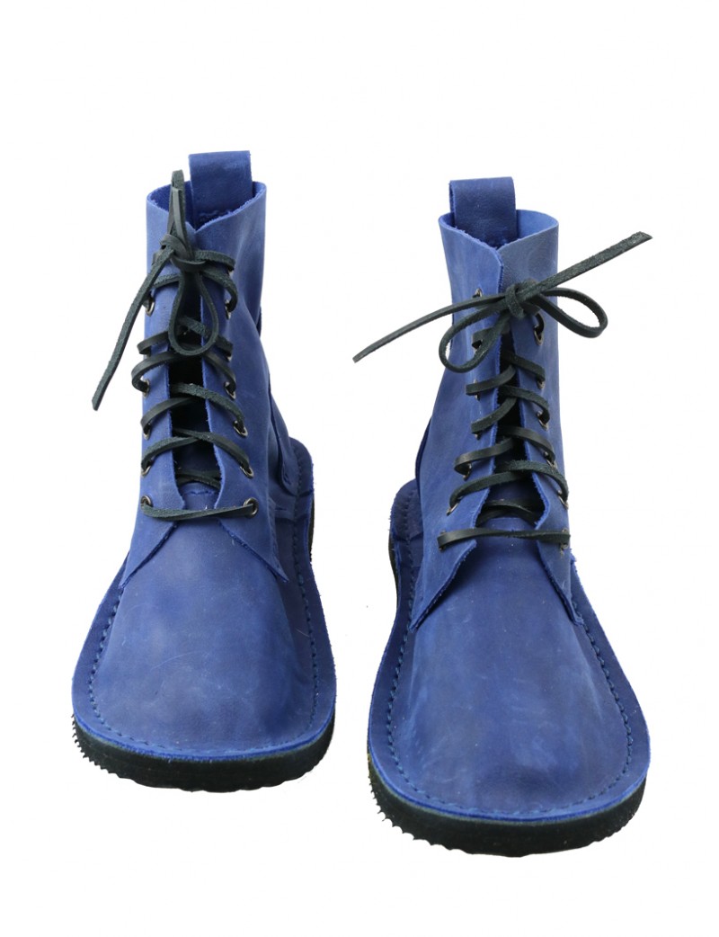 Ręcznie robione buty skórzane w kolorze niebieskim