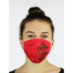 Maska ochronna na twarz ręcznie malowana uszyta z lekkiej tkaniny.