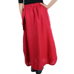 Długa czerwona spódnica z lnu Naturalnie Podlasek