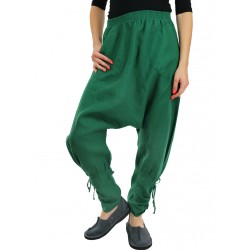 Zielone spodnie lniane typu Haremki NP