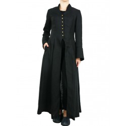 Czarny płaszcz gotycki uszyty z lnu