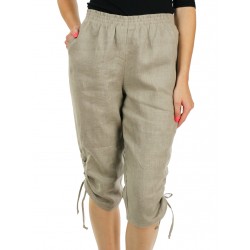 Rib-knit trousers with an adjustable leg length, made of linen