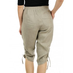 Rib-knit trousers with an adjustable leg length, made of linen