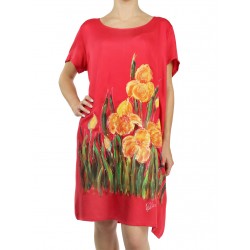 Krótka zwiewna sukienka z wiskozy ręcznie malowana Naturalnie Podlasek