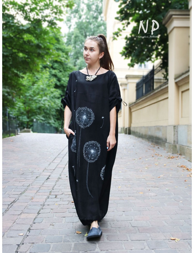 Black oversize linen dress NP