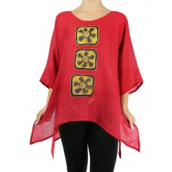 Red linen blouse for the summer NP