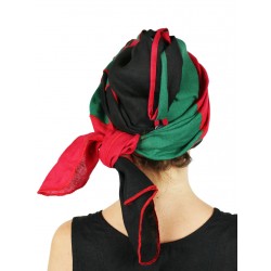 Women's head turban made of linen patchwork fabric