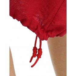 Ręcznie malowana czerwona lniana sukienka oversize