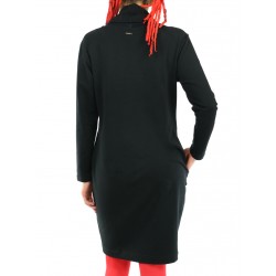 Black turtleneck dress made of knitted cotton.
