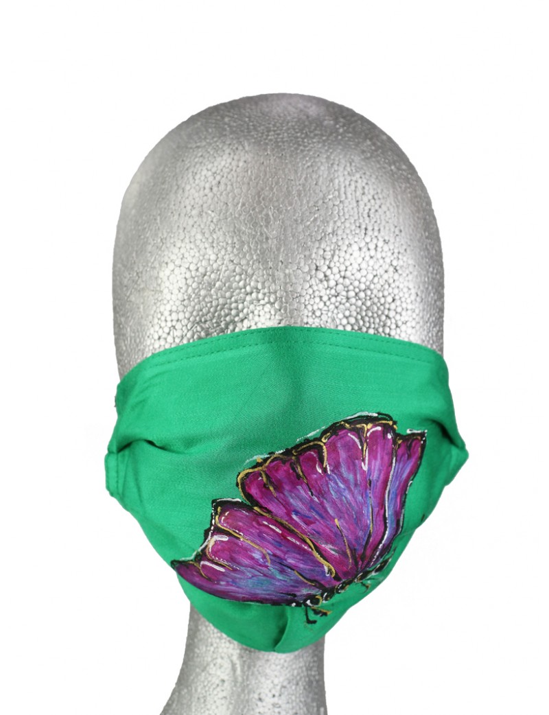 Hand-painted protective mask made of light fabric.