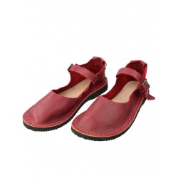Handmade dark red women's sandals from the Trek studio