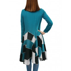 Short turtleneck patchwork dress made of knitted cotton.