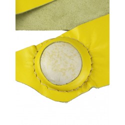 Yellow decorative strap made of leather.