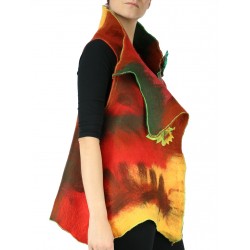 A colorful women's vest made of merino wool