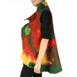 A colorful women's vest made of merino wool