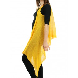 Yellow long knitted vest made by Linen Island