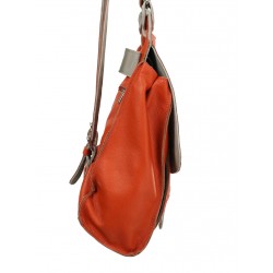 Orange backpack with a handbag function.