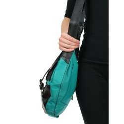 Large women's leather shoulder bag with an artistic touch