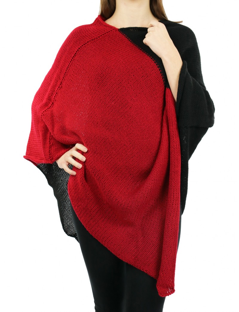 Women's knitted acrylic wool poncho