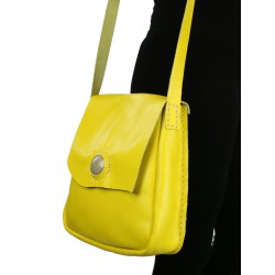 Yellow leather messenger bag