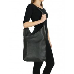 Black leather handbag over the shoulder