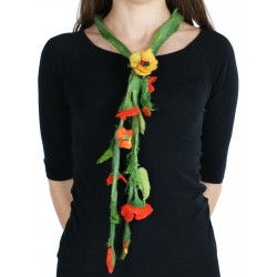 Felted long necklace in the form of a twig