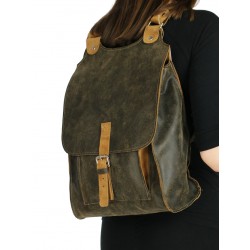 Olive leather backpack for women and men available in the NP store