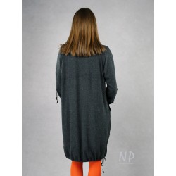 Hand-painted gray oversize knitted dress.