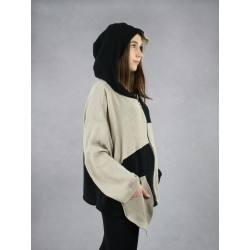 Zipped linen jacket with a large hood NP
