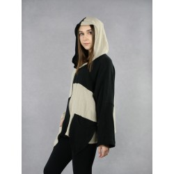 Zipped linen jacket with a large hood NP