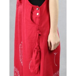 Women's red dungarees, hand-painted.