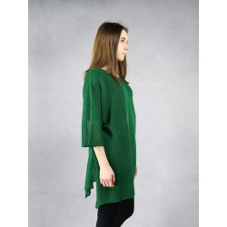 Women's green blouse made of linen knit.