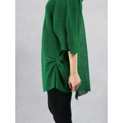 Women's green blouse made of linen knit.