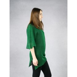 Green knitted linen blouse.
