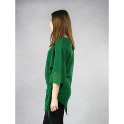 Green knitted linen blouse.