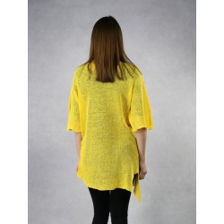 Yellow knitted linen blouse.
