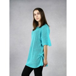 Blue knitted linen blouse.