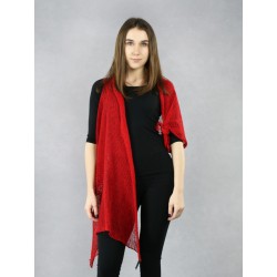 Women's multifunctional red knitted linen scarf.