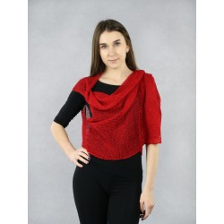 Women's multifunctional red knitted linen scarf.