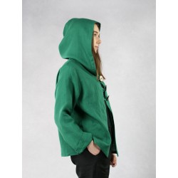 Green linen hoodie