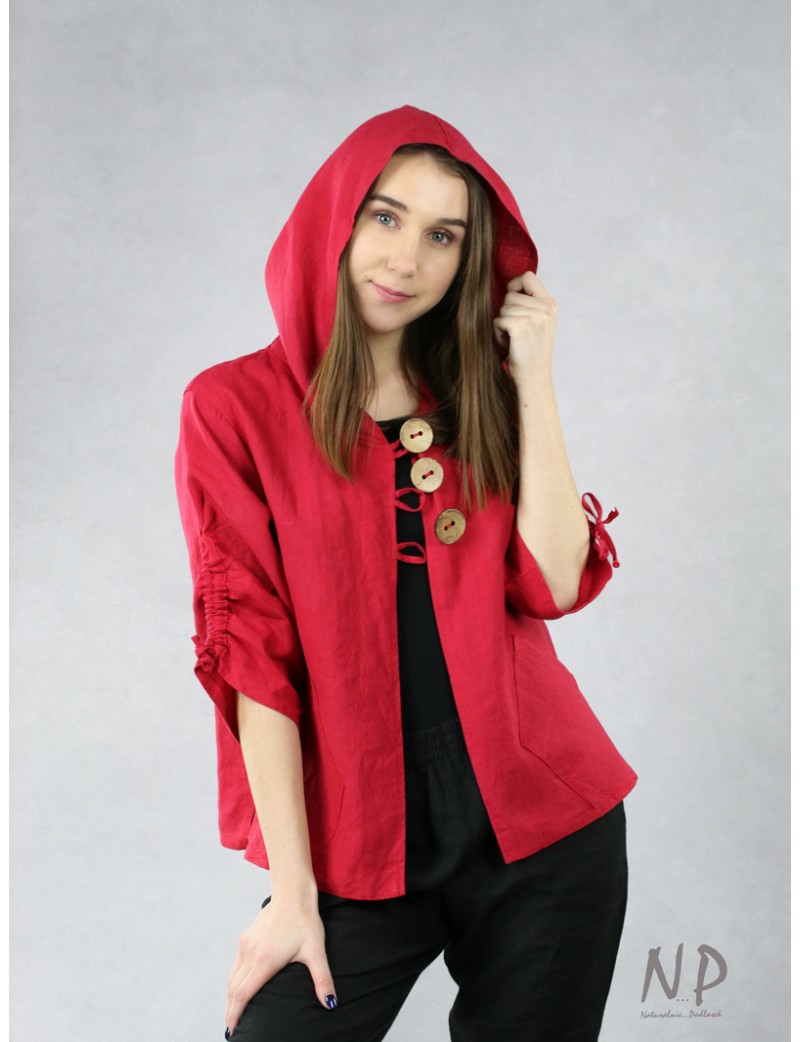 Naturally Podlasek red linen hoodie
