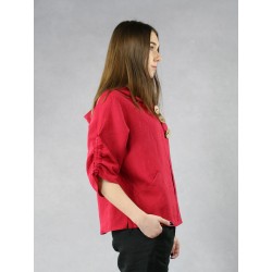 Czerwona lniana bluza z kapturem Naturalnie Podlasek