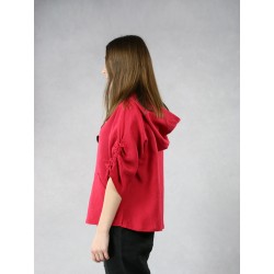 Czerwona lniana bluza z kapturem Naturalnie Podlasek