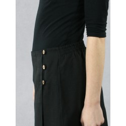 Long black linen wrap skirt
