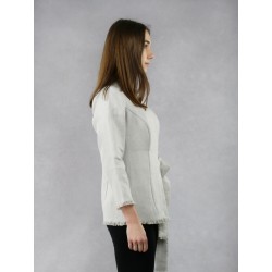 Gray-colored envelope jacket, made of natural linen