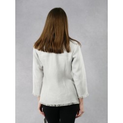Gray-colored envelope jacket, made of natural linen