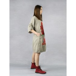 Hand-painted oversize dress made of natural linen