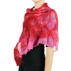 Hand-felted silk cape in the form of a poncho, perfect for a dress