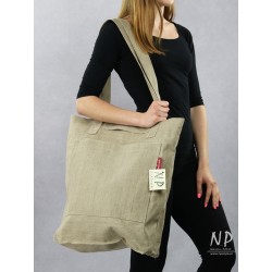Large linen shoulder bag, Shopper type